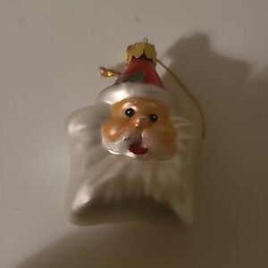 Vintage Mercury Glass Santa Ornament
